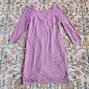 Adrianna Papell Lavender Lace Long-sleeve Dress Women's 10